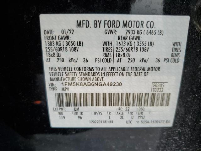 1FM5K8AB6NGA49230 - 2022 FORD EXPLORER POLICE INTERCEPTOR 黑色 照片 13