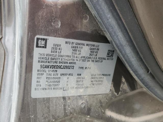 5GAKVDED9CJ280272 - 2012 BUICK ENCLAVE GRAY photo 13