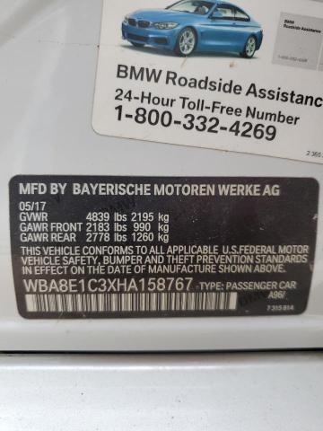 WBA8E1C3XHA158767 - 2017 BMW 330E WHITE photo 13