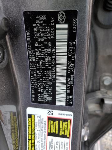 4T1G11AK9MU465260 - 2021 TOYOTA CAMRY SE GRAY photo 12