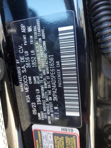 3KPA24AD5PE616561 - 2023 KIA RIO LX BLACK photo 12