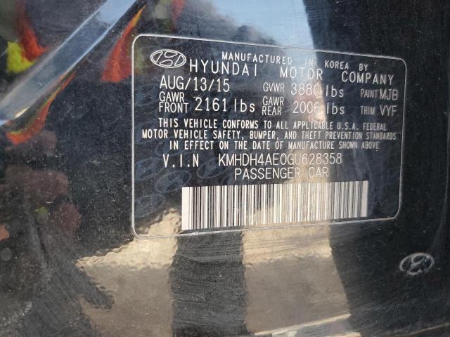 KMHDH4AE0GU628358 - 2016 HYUNDAI ELANTRA SE BLACK photo 12