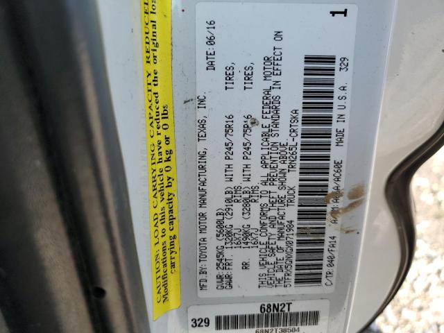 5TFRX5GNXGX071984 - 2016 TOYOTA TACOMA ACCESS CAB Ақ фото 12