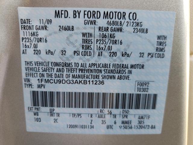 1FMCU9DG3AKB11236 - 2010 FORD ESCAPE XLT GOLD photo 13