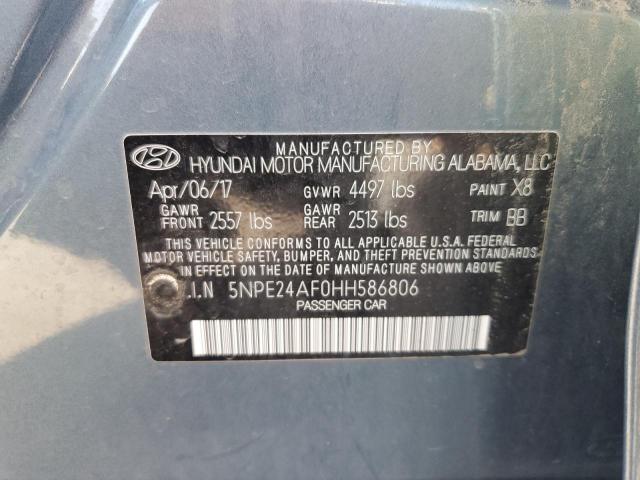 5NPE24AF0HH586806 - 2017 HYUNDAI SONATA SE BLUE photo 12