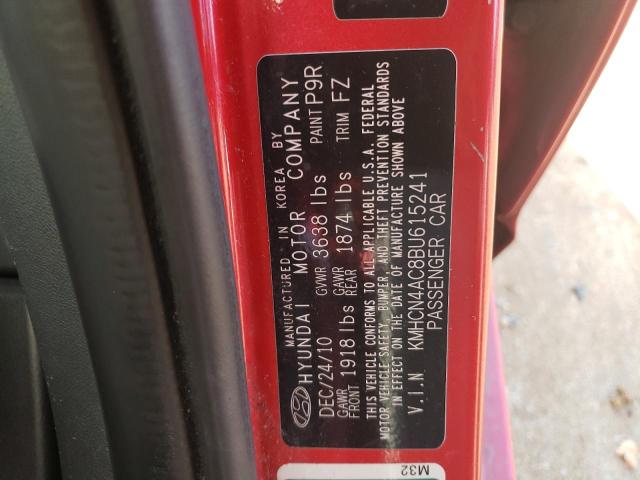 KMHCN4AC8BU615241 - 2011 HYUNDAI ACCENT GLS RED photo 12