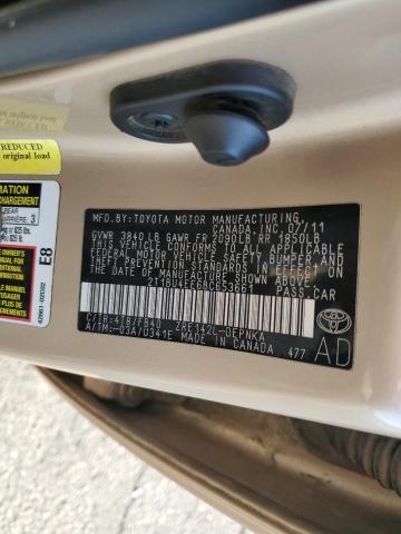 2T1BU4EE6BC653661 - 2011 TOYOTA COROLLA LE BASE CREAM photo 12