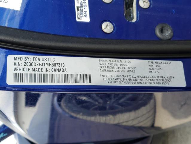 2C3CDZFJ1MH507310 - 2021 DODGE CHALLENGER R/T SCAT PACK TWO TONE photo 12