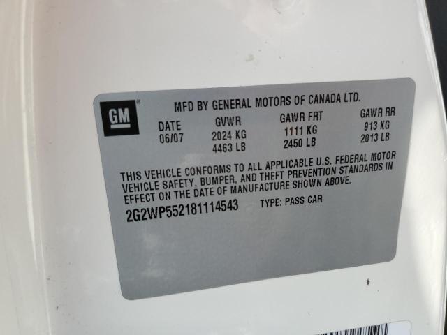 2G2WP552181114543 - 2008 PONTIAC GRAND PRIX 白色 照片 12