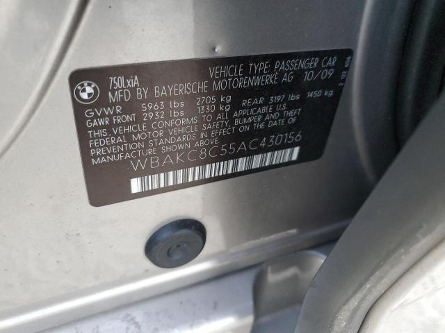 WBAKC8C55AC430156 - 2010 BMW 750 LI XDRIVE GRAY photo 12