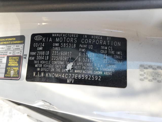 KNDMH4C77E6592592 - 2014 KIA SEDONA EX WHITE photo 12