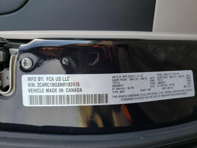 2C4RC1BG8NR182476 - 2022 CHRYSLER PACIFICA TOURING L BLACK photo 13