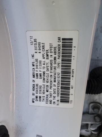 1HGCR3F83DA019242 - 2013 HONDA ACCORD EXL WHITE photo 12