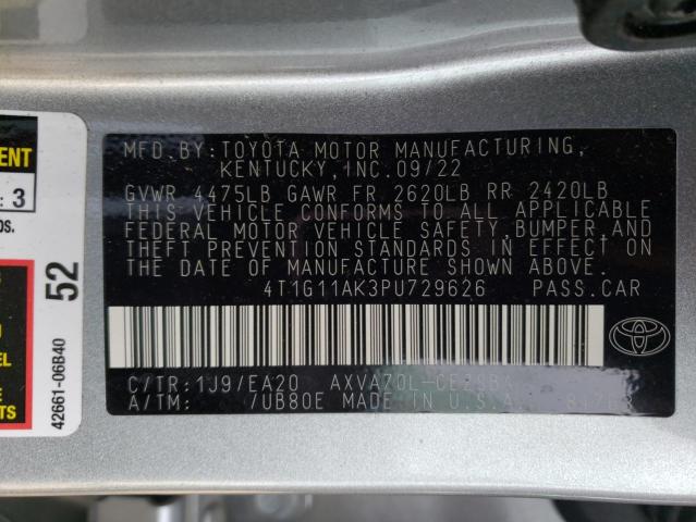 4T1G11AK3PU729626 - 2023 TOYOTA CAMRY SE NIGHT SHADE SILVER photo 12