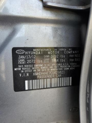 KMHDH4AE7CU429821 - 2012 HYUNDAI ELANTRA GLS SILVER photo 12