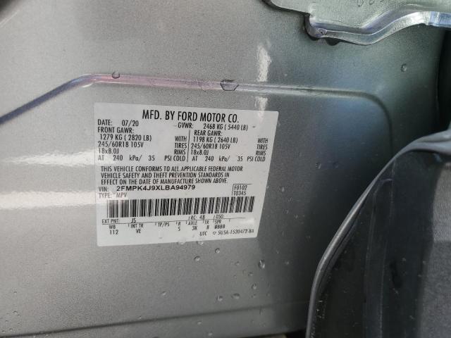 2FMPK4J9XLBA94979 - 2020 FORD EDGE SEL SILVER photo 13