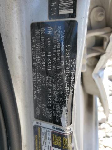 KNADM5A38D6209966 - 2013 KIA RIO LX SILVER photo 12