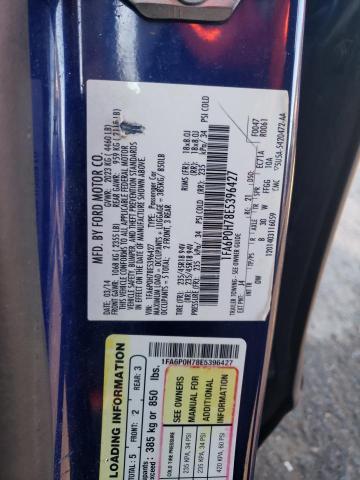 1FA6P0H78E5396427 - 2014 FORD FUSION SE BLUE photo 12