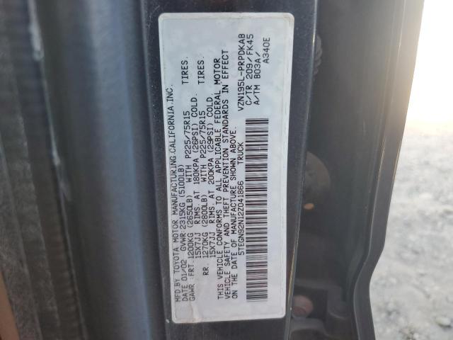 5TEGN92N12Z041866 - 2002 TOYOTA TACOMA DOUBLE CAB PRERUNNER CHARCOAL photo 12