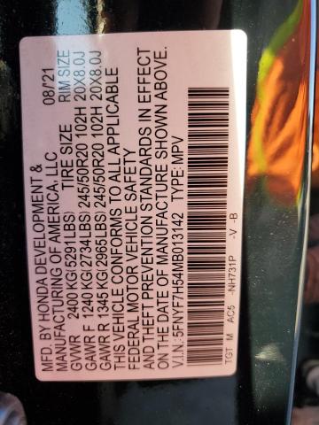 5FNYF7H54MB013142 - 2021 HONDA PASSPORT EXL Qara foto 13