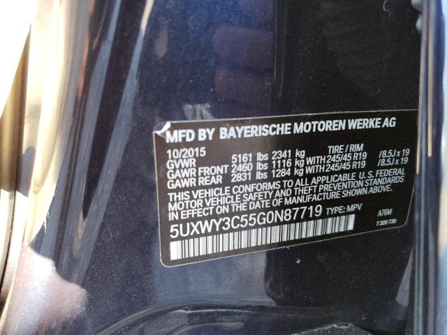 5UXWY3C55G0N87719 - 2016 BMW X3 XDRIVE28D BLUE photo 12