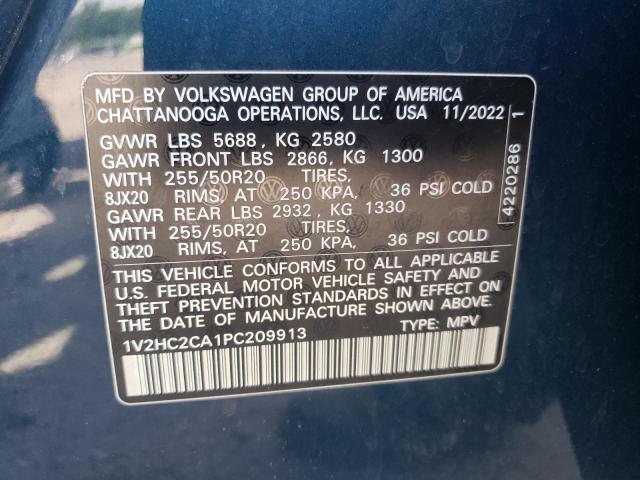 1V2HC2CA1PC209913 - 2023 VOLKSWAGEN ATLAS CROS SE BLUE photo 13