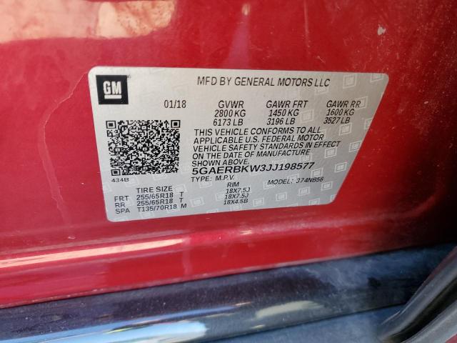 5GAERBKW3JJ198577 - 2018 BUICK ENCLAVE ESSENCE 红色 照片 13