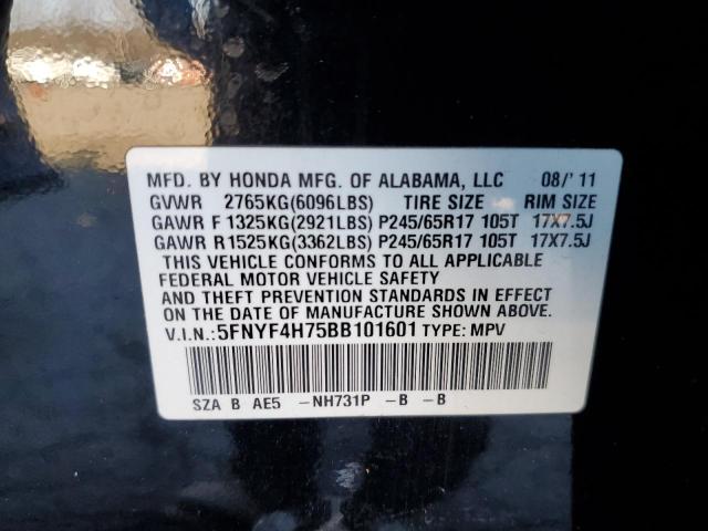 5FNYF4H75BB101601 - 2011 HONDA PILOT EXLN BLACK photo 14