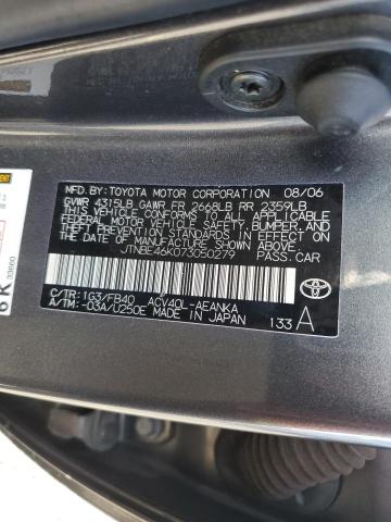 JTNBE46K073050279 - 2007 TOYOTA CAMRY CE GRAY photo 12