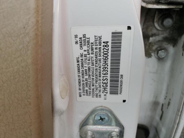 2HGES16395H600284 - 2005 HONDA CIVIC DX VP 白色 照片 12