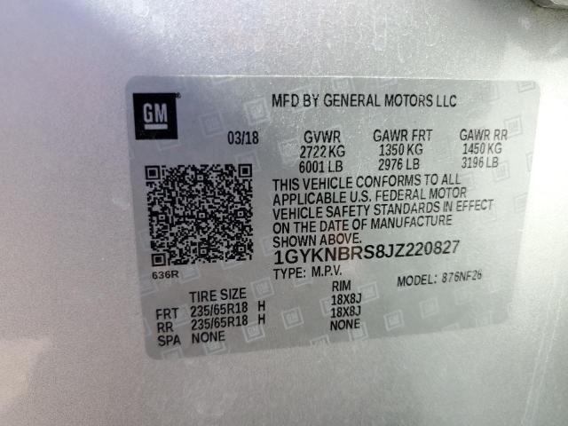 1GYKNBRS8JZ220827 - 2018 CADILLAC XT5 Silber Foto 14