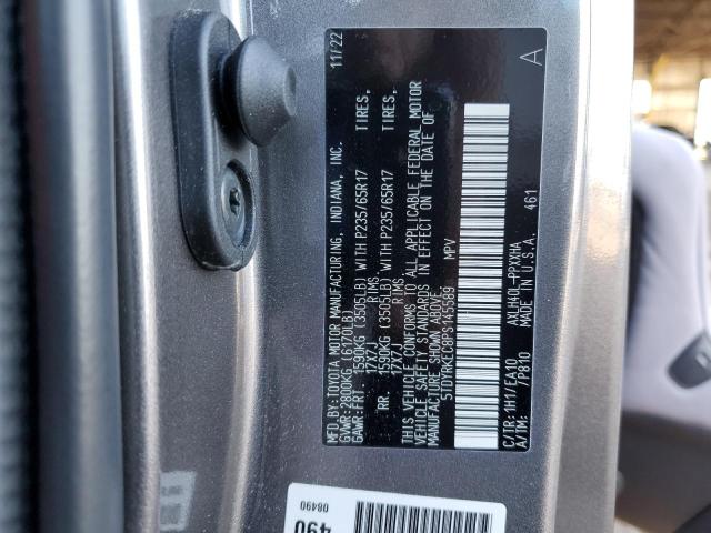 5TDYRKEC8PS145589 - 2023 TOYOTA SIENNA XLE CHARCOAL photo 13