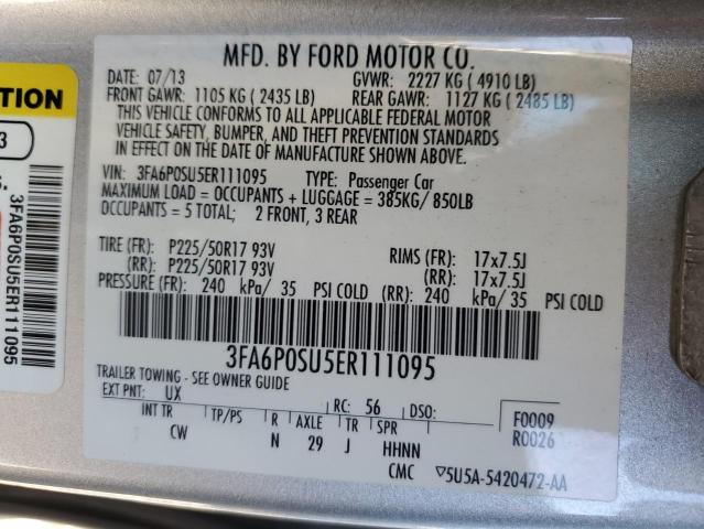 3FA6P0SU5ER111095 - 2014 FORD FUSION TITANIUM PHEV SILVER photo 12