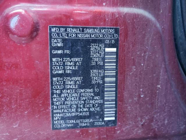 KNMAT2MV8FP543531 - 2015 NISSAN ROGUE S RED photo 13