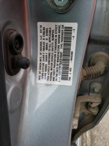 19XFC2F79JE015347 - 2018 HONDA CIVIC EX SILVER photo 12