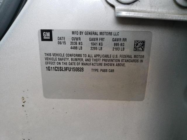 1G11C5SL9FU150828 - 2015 CHEVROLET MALIBU 1LT 银色 照片 12