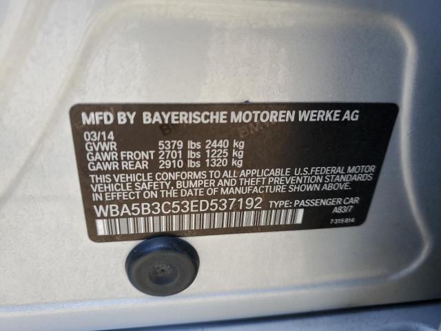 WBA5B3C53ED537192 - 2014 BMW 535 XI SILVER photo 12