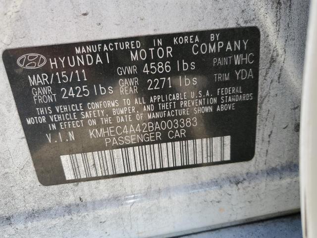 KMHEC4A42BA003383 - 2011 HYUNDAI SONATA HYBRID WHITE photo 13