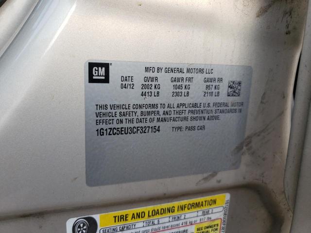 1G1ZC5EU3CF327154 - 2012 CHEVROLET MALIBU 1LT Қоңыр фото 12