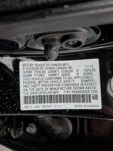 2HGFC2F82LH516601 - 2020 HONDA CIVIC SPORT 黑色 照片 12