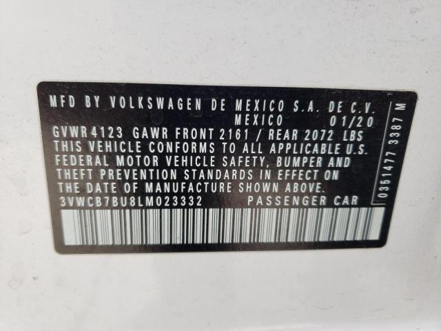 3VWCB7BU8LM023332 - 2020 VOLKSWAGEN JETTA S WHITE photo 12