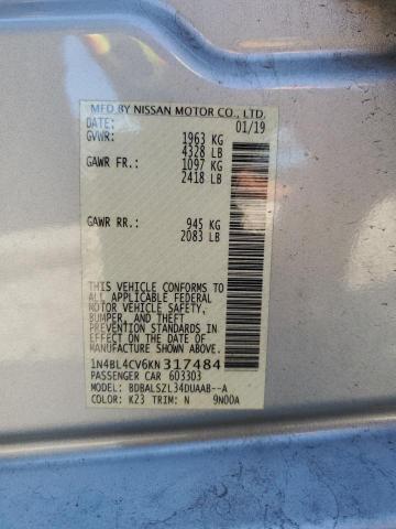 1N4BL4CV6KN317484 - 2019 NISSAN ALTIMA SR SILVER photo 13