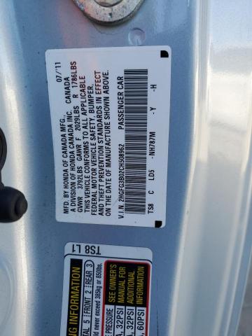 2HGFG3B02CH508962 - 2012 HONDA CIVIC EXL ნაცრისფერი ფოტო 13