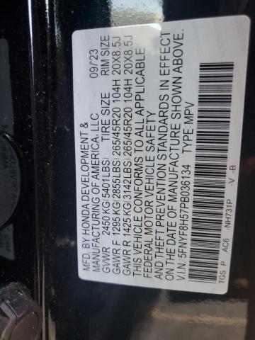 5FNYF8H57PB036134 - 2023 HONDA PASSPORT EXL BLACK photo 13