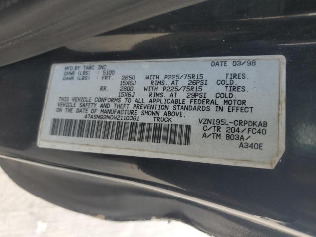 4TASN92N0WZ110361 - 1998 TOYOTA TACOMA XTRACAB PRERUNNER 黑色 照片 12