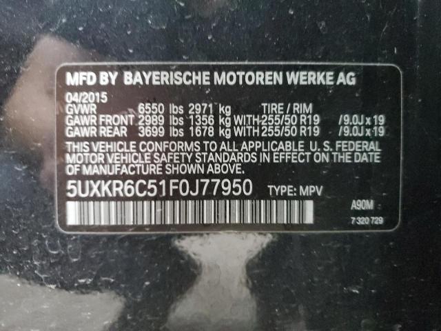 5UXKR6C51F0J77950 - 2015 BMW X5 XDRIVE50I CHARCOAL photo 13