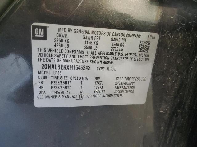 2GNALBEKXH1545342 - 2017 CHEVROLET EQUINOX LS GRAY photo 13