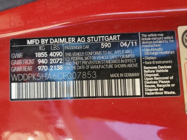 WDDPK5HA6CF007853 - 2012 MERCEDES-BENZ SLK 350 RED photo 12