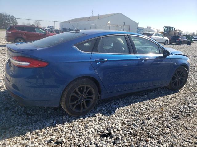 3FA6P0HDXJR157989 - 2018 FORD FUSION SE BLUE photo 3