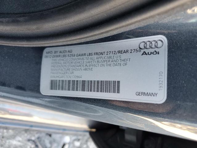 WAUHGAFC7CN170964 - 2012 AUDI A6 PRESTIGE გრაფიტი ფოტო 12